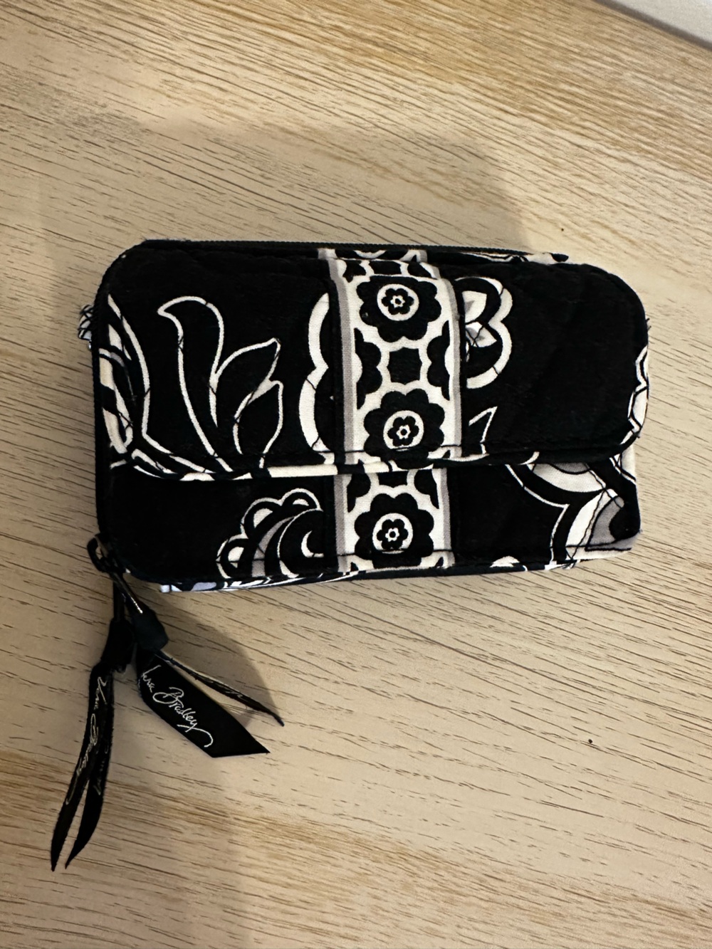 Vera Bradley Black & White Quilted Floral Zip Wallet